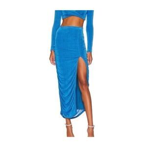 Remi X Revolve Women’s Maxi Front Slit Blue Stretchy Skirt Size Large